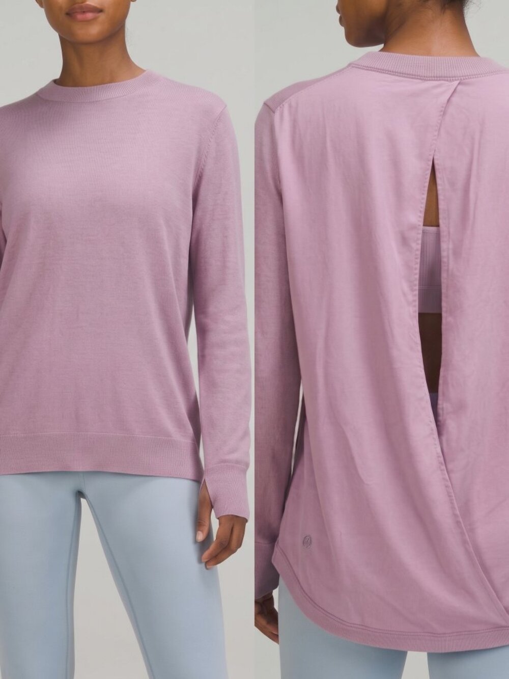 Lululemon Still At Ease Pullover Sweater Heathered Dusty Lilac Size 6 Open Drape